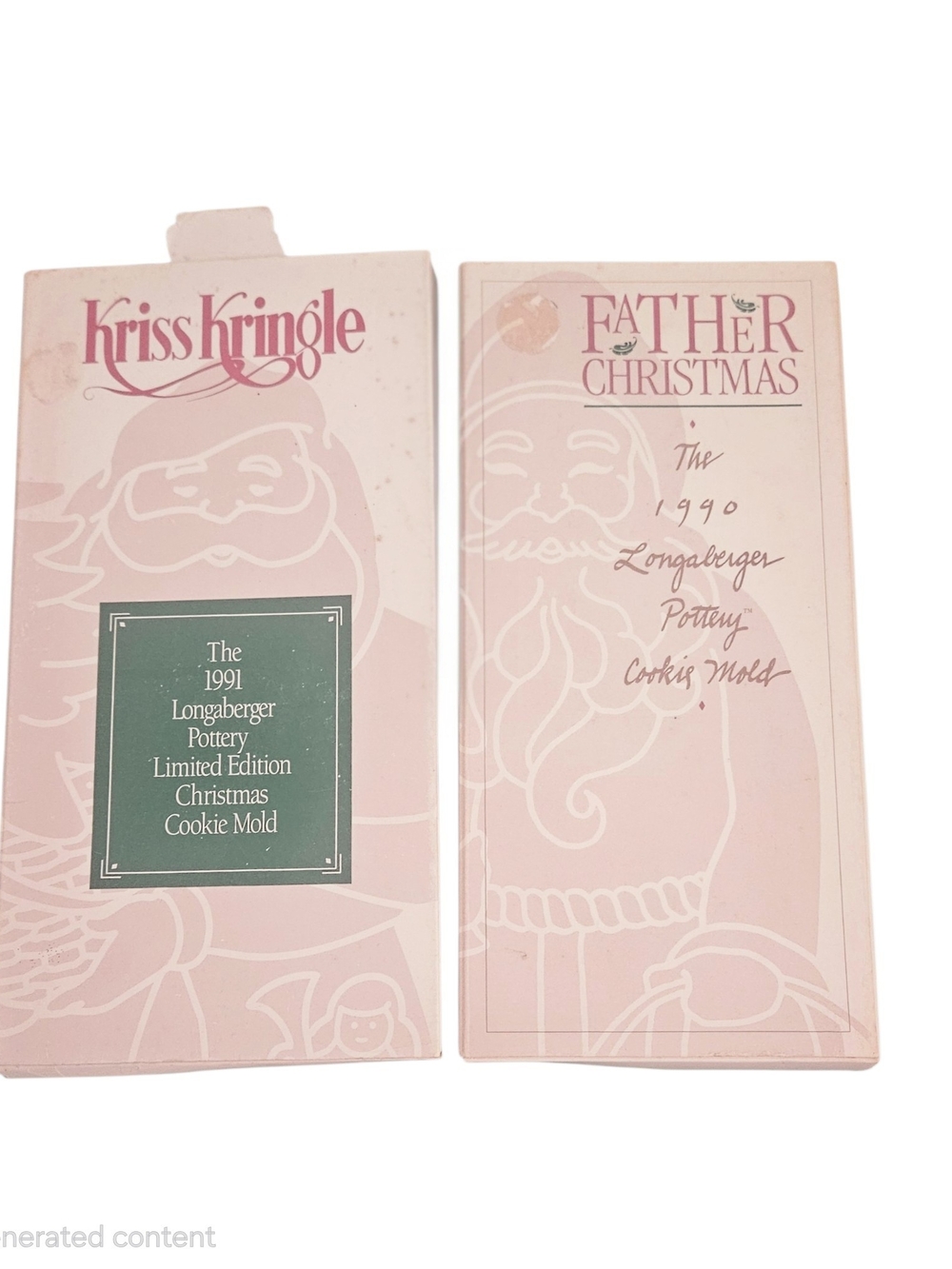 Longaberger Pottery Cookie Molds 1990 & 1991 Kris Kringle & Father Christmas